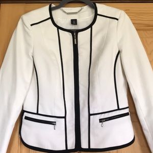 White jacket with black edging